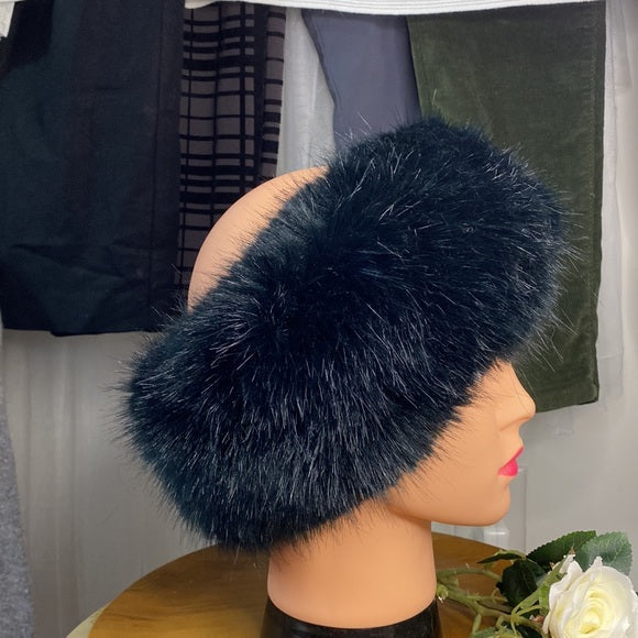 COPY - Surell black fox faux fur head band