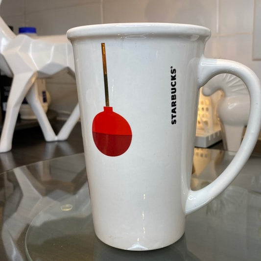 REDUCED! Large white Starbucks with Christmas red balls and gold ribbon design!