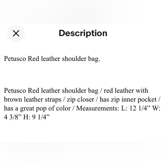 REDUCED! Petusco 100% leather stunning red and brown bag
