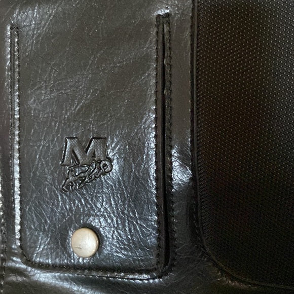 Mouflon black thick nylon/vegan leather crossbody bag