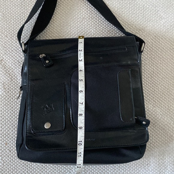 Mouflon black thick nylon/vegan leather crossbody bag