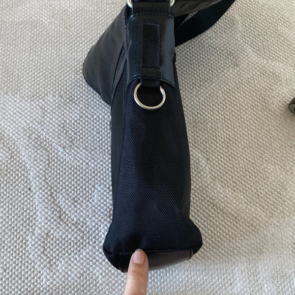 Mouflon black thick nylon/vegan leather crossbody bag