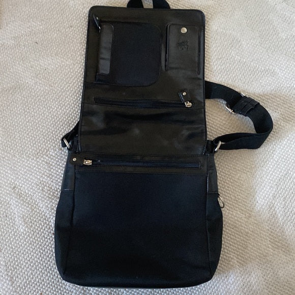 Mouflon black thick nylon/vegan leather crossbody bag
