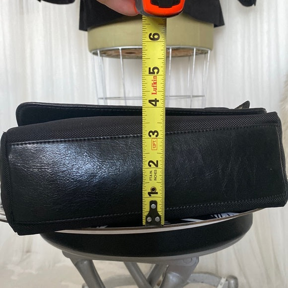 Mouflon black thick nylon/vegan leather crossbody bag