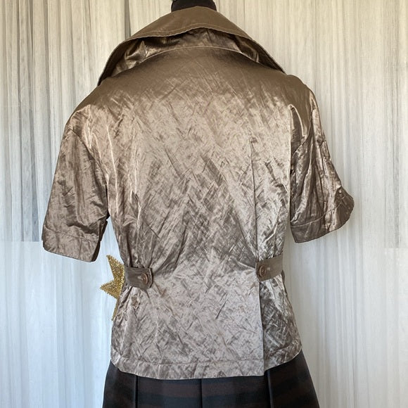 BCBGMaxAzria jacket! Crinkle, sheen, zipper closure, adjustable! Holiday! Size M