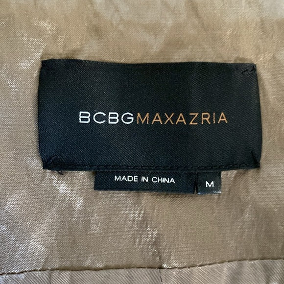 BCBGMaxAzria jacket! Crinkle, sheen, zipper closure, adjustable! Holiday! Size M
