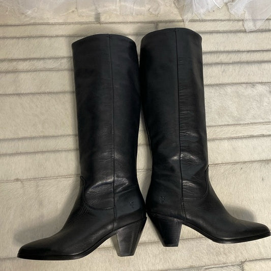 Frye Lila slouchy black tall, riding boots knee high soft leather Size 6M