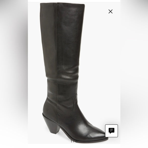 Frye Lila slouchy black tall, riding boots knee high soft leather Size 6M
