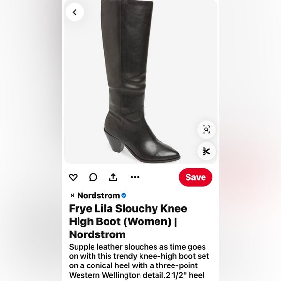 Frye Lila slouchy black tall, riding boots knee high soft leather Size 6M