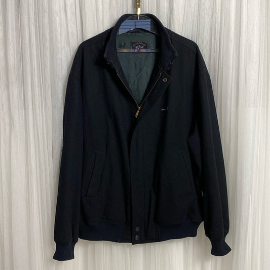 Vintage Paul & Shark 100% wool dark blue (looks black) men’s bomber jacket! XXL