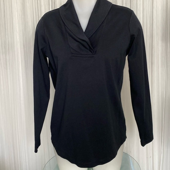 L.L. Bean black shawl collar, pullover 100% top! New without the tag! Size M reg