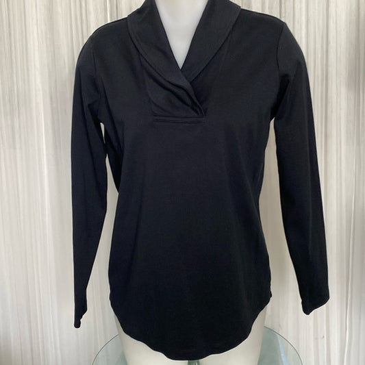 L.L. Bean black shawl collar, pullover 100% top! New without the tag! Size M reg