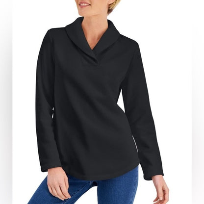 L.L. Bean black shawl collar, pullover 100% top! New without the tag! Size M reg
