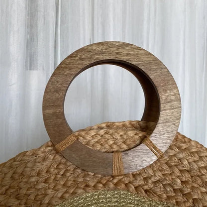 Tom & Eva raffia braided large round tote/beach bag