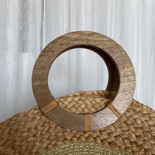 Tom & Eva raffia braided large round tote/beach bag