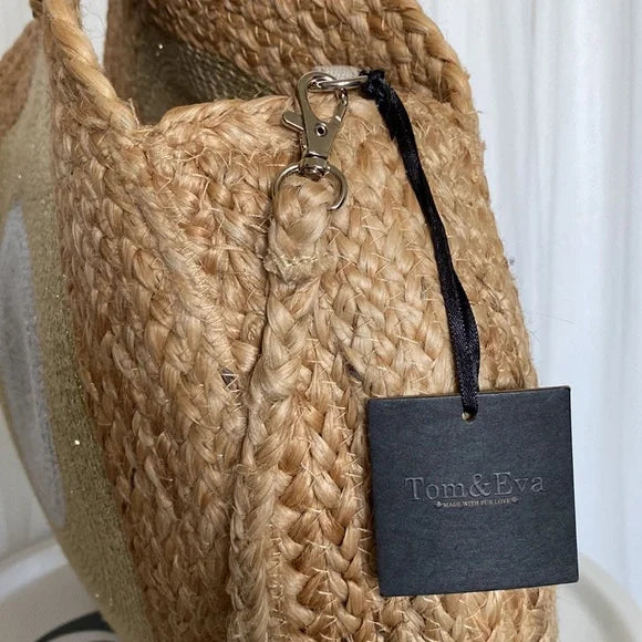 Tom & Eva raffia braided large round tote/beach bag