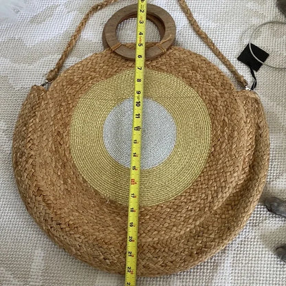 Tom & Eva raffia braided large round tote/beach bag