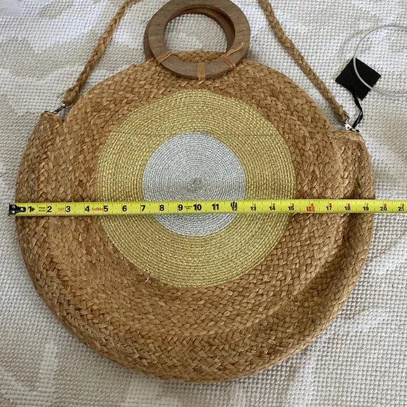 Tom & Eva raffia braided large round tote/beach bag