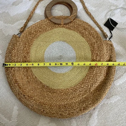 Tom & Eva raffia braided large round tote/beach bag