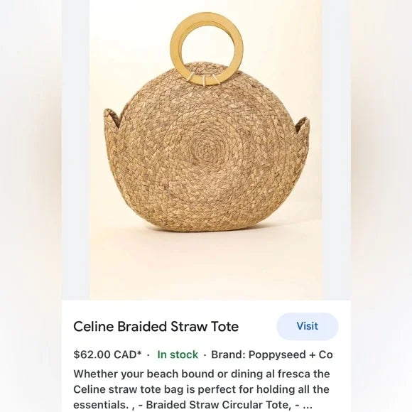 Tom & Eva raffia braided large round tote/beach bag