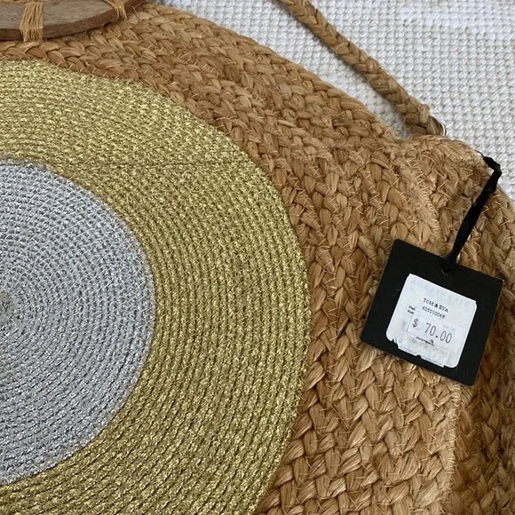Tom & Eva raffia braided large round tote/beach bag