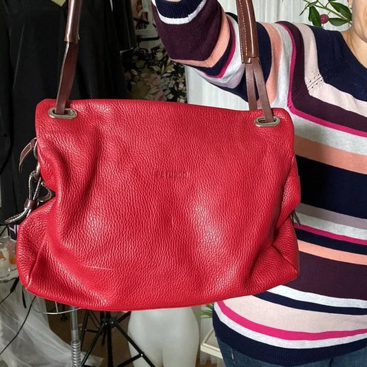 REDUCED! Petusco 100% leather stunning red and brown bag