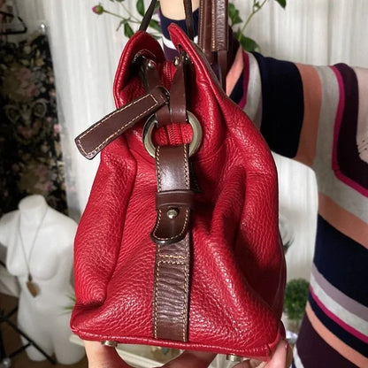 REDUCED! Petusco 100% leather stunning red and brown bag