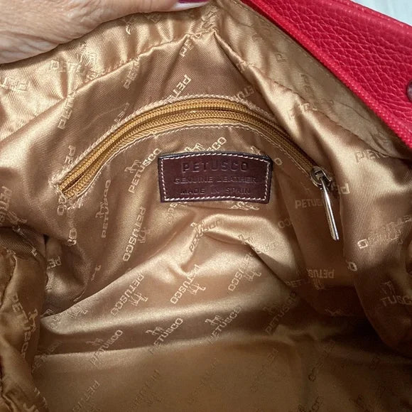 REDUCED! Petusco 100% leather stunning red and brown bag