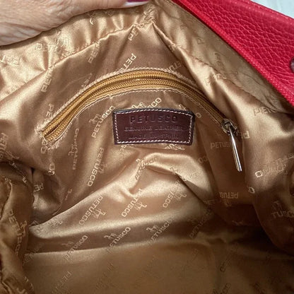 REDUCED! Petusco 100% leather stunning red and brown bag