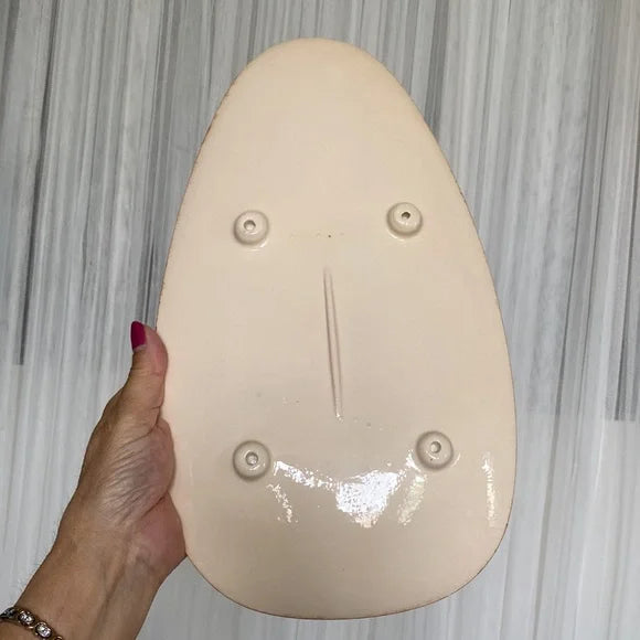 REDUCED🥂VTG MCM Handmade servings oval ceramic platter with 4 feet pastel hues!
