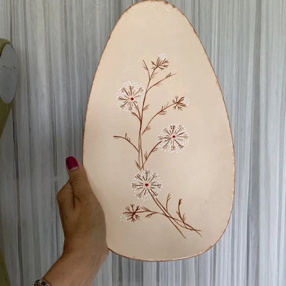 REDUCED🥂VTG MCM Handmade servings oval ceramic platter with 4 feet pastel hues!
