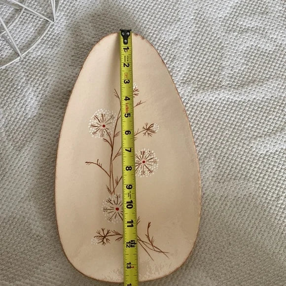 REDUCED🥂VTG MCM Handmade servings oval ceramic platter with 4 feet pastel hues!