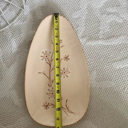 REDUCED🥂VTG MCM Handmade servings oval ceramic platter with 4 feet pastel hues!