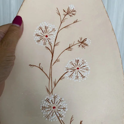 REDUCED🥂VTG MCM Handmade servings oval ceramic platter with 4 feet pastel hues!