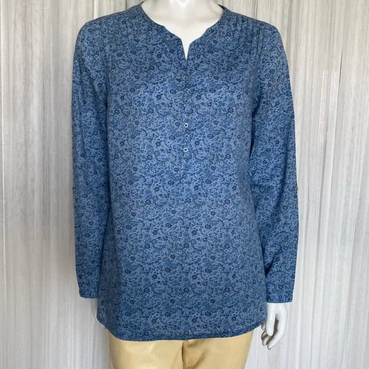 REDUCED!!Liberty Art Fabric roll taps long sleeves blue flowers! Size M