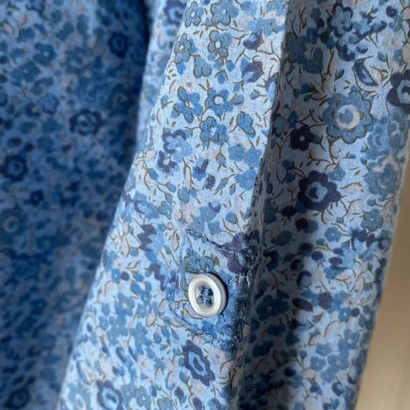 REDUCED!!Liberty Art Fabric roll taps long sleeves blue flowers! Size M
