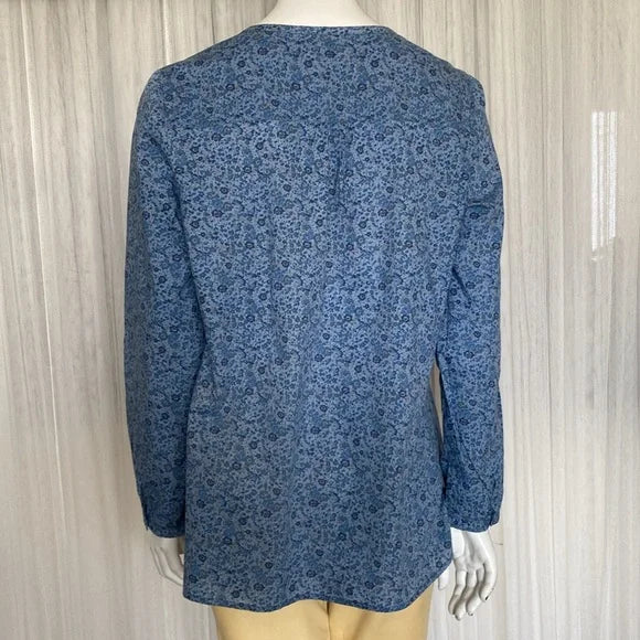 REDUCED!!Liberty Art Fabric roll taps long sleeves blue flowers! Size M
