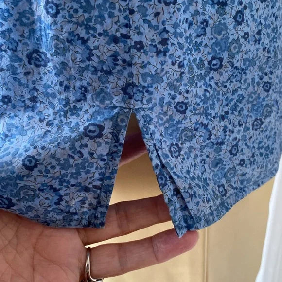 REDUCED!!Liberty Art Fabric roll taps long sleeves blue flowers! Size M