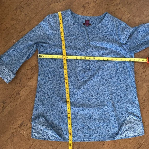 REDUCED!!Liberty Art Fabric roll taps long sleeves blue flowers! Size M