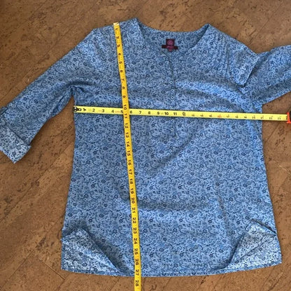 REDUCED!!Liberty Art Fabric roll taps long sleeves blue flowers! Size M
