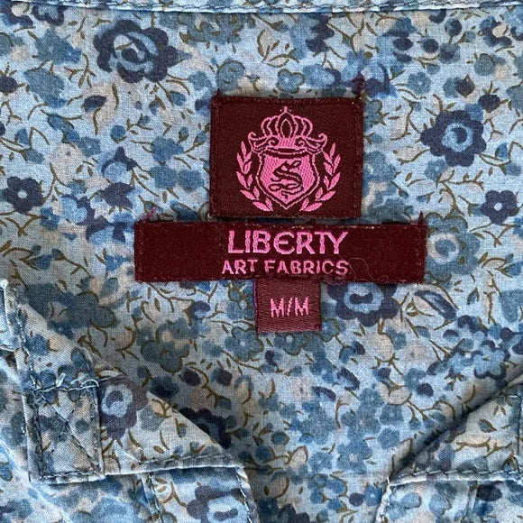 REDUCED!!Liberty Art Fabric roll taps long sleeves blue flowers! Size M