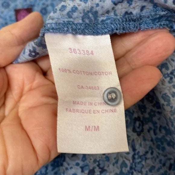 REDUCED!!Liberty Art Fabric roll taps long sleeves blue flowers! Size M