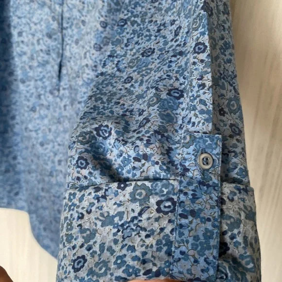 REDUCED!!Liberty Art Fabric roll taps long sleeves blue flowers! Size M