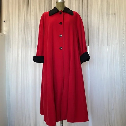 Gianfranco Ferre studio 0001 vintage 70’s red/black maxi swing coat! Size 8