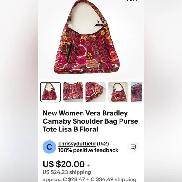 NWOT!!! Vera Bradley Lisa B Carnaby shoulder bag! 100% washable quilted!