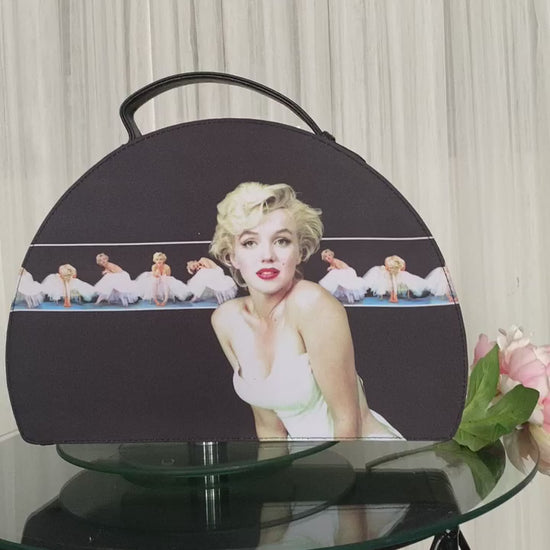 Marilyn Monroe cosmetic hard bag divided compartments inside! Pink/white
